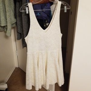 Skater cut white and gold dress